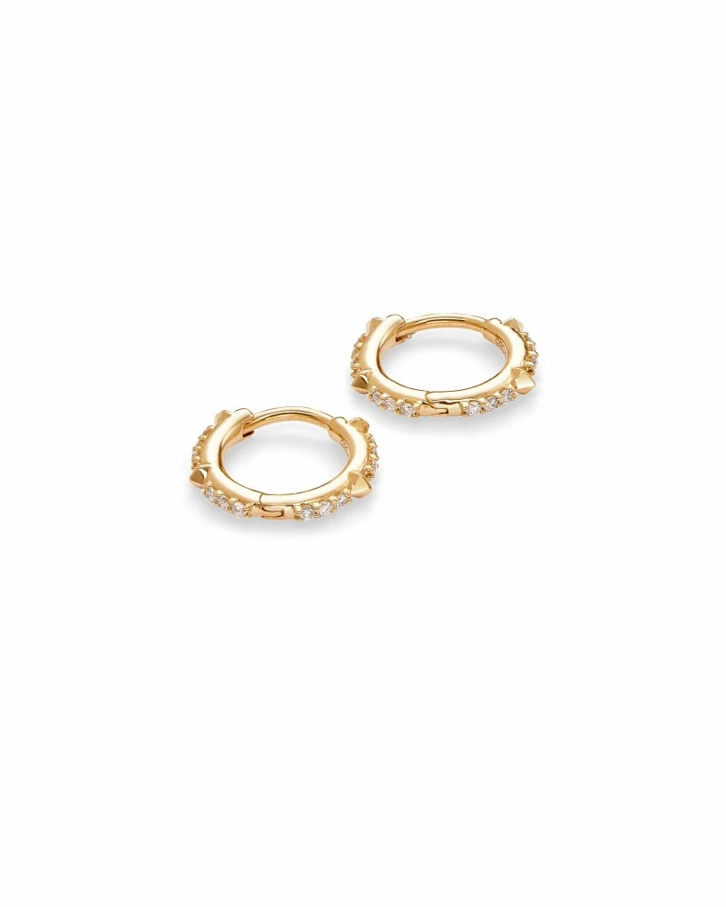 Jett 14k Yellow Gold Huggie Earrings In White Diamond 6 Jett 14k Yellow Gold Huggie Earrings In White Diamond - Image 4