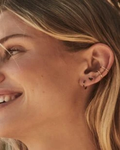 Jett 14k Yellow Gold Huggie Earrings In Black Diamond -Kendra Scott kendra scott jett huggie earrings 14k yellow gold black diamond 2