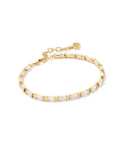 Juliette Gold Delicate Chain Bracelet In White Crystal