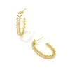 Juliette Gold Oval Hoop Earrings In White Crystal