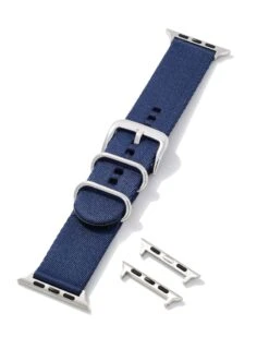 Kenneth Nylon Watch Band In Navy -Kendra Scott kendra scott kenneth nylon watch band stainless steel navy nylon 01