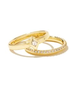 Kinsley Gold Ring Set In White Crystal