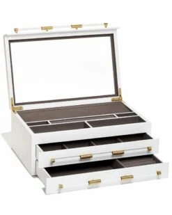 Large Antique Brass Jewelry Box In White Lacquer -Kendra Scott kendra scott large jewelry box organizer 01 default lg