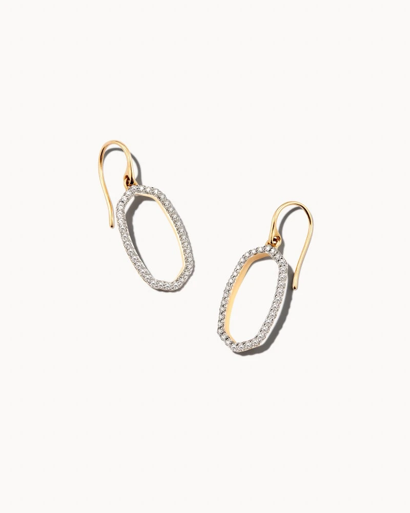 Lee 14k Yellow Gold Open Frame Earrings In White Diamond 3 Lee 14k Yellow Gold Open Frame Earrings In White Diamond
