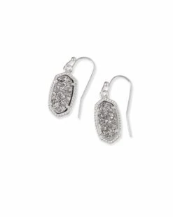 Lee Silver Drop Earrings In Platinum Drusy