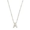Letter A Pendant Necklace In Silver -Kendra Scott kendra scott letter A pendant necklace rhodium 00 lg