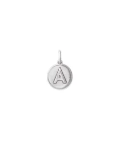 Letter A Coin Charm In Oxidized Sterling Silver