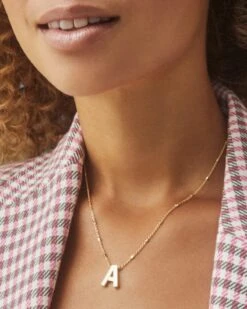 Letter A Pendant Necklace In Silver -Kendra Scott kendra scott letter a pendant necklace gold 2 1