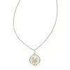 Letter V Silver Disc Reversible Pendant Necklace In Iridescent Abalone -Kendra Scott kendra scott letter v disc pendant necklace silver iridescent abalone 00