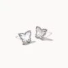Lillia Butterfly Silver Stud Earrings In Dichroic Glass -Kendra Scott kendra scott lillia butterfly stud earring rhodium dichroic glass 00 lg