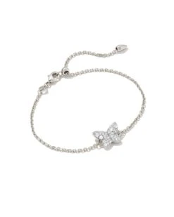 Lillia Butterfly Silver Delicate Bracelet In White Crystal