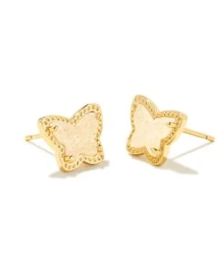 Lillia Gold Stud Earrings In Iridescent Drusy