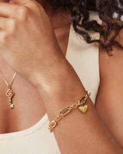 Link & Chain Charm Bracelet In 18k Gold Vermeil -Kendra Scott kendra scott link and chain charm bracelet 18k gold vermeil