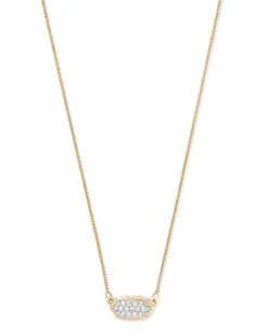 Lisa Pendant Necklace In Pave Diamond And 14k Yellow Gold -Kendra Scott kendra scott lisa necklace 14k yellow gold diamond 01 lg