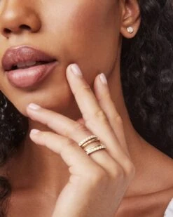 Livy Gold Rings Set Of 3 In White Crystal -Kendra Scott kendra scott livy gold ring set of three white crystal