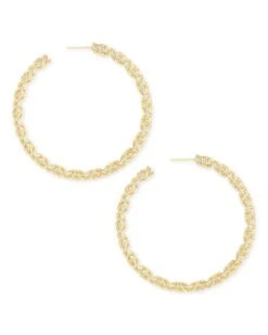 Maggie Hoop Earrings In Gold Filigree -Kendra Scott kendra scott maggie hoop earring gold filigree lg 01