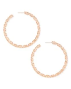Maggie Hoop Earrings In Rose Gold Filigree -Kendra Scott kendra scott maggie hoop earring rose gold filigree lg 01