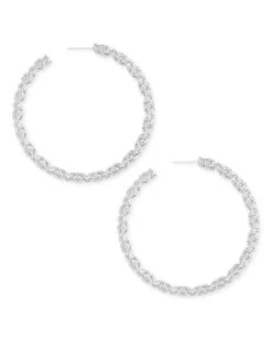 Maggie Hoop Earrings In Silver Filigree -Kendra Scott kendra scott maggie hoop earring silver filigree lg 01