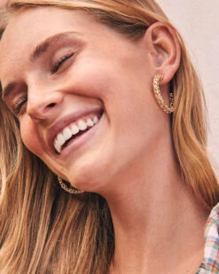 Maggie Small Hoop Earrings In Gold Filigree -Kendra Scott kendra scott maggie small hoop earrings gold filigree