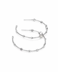 Mei 14k White Gold Hoop Earrings In Neutral Gemstone Mix -Kendra Scott kendra scott mei earrings 14k white gold mix 01 lg