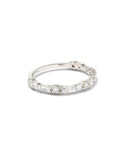 Melanie 14k White Gold Band Ring In White Diamond