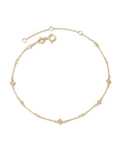 Michelle 14k Yellow Gold Delicate Bracelet In White Diamond