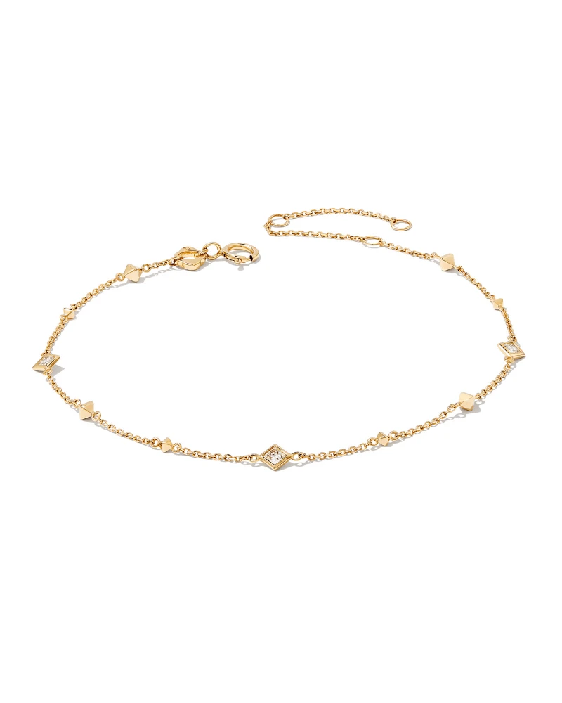 Michelle 14k Yellow Gold Delicate Bracelet In White Diamond 5 Michelle 14k Yellow Gold Delicate Bracelet In White Diamond - Image 3