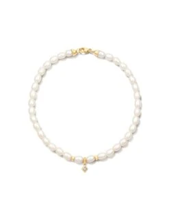 Michelle 14k Yellow Gold Pearl Bracelet In White Pearl
