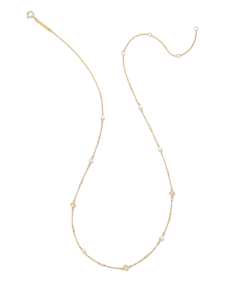 Michelle 14k Yellow Gold Strand Necklace In White Pearl 5 Michelle 14k Yellow Gold Strand Necklace In White Pearl - Image 3