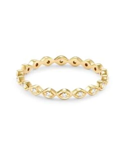Nicolette 14k Yellow Gold Band Ring In White Diamond