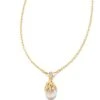 Noelle 14k Yellow Gold Pendant Necklace In Rainbow Moonstone -Kendra Scott kendra scott noelle pendant necklace 14k yellow gold rainbow moonstone 00
