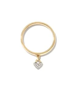 Pave Heart Padlock 14k Yellow Gold Band Ring In White Diamond -Kendra Scott kendra scott pave heart padlock band ring 14k yellow gold white diamond 01