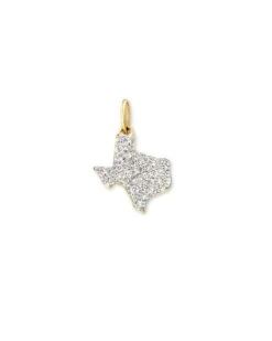 Pave State Of Texas 14k Yellow Gold Charm In White Diamond