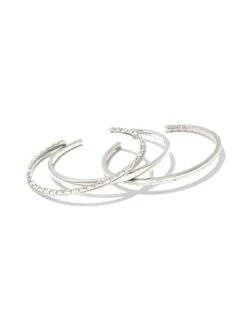 Quinn Cuff Bracelets Set Of 3 In Silver -Kendra Scott kendra scott quinn cuff bracelet set of 3 rhodium 01