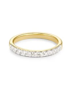 Raleigh 14k Yellow Gold Band Ring In White Diamond