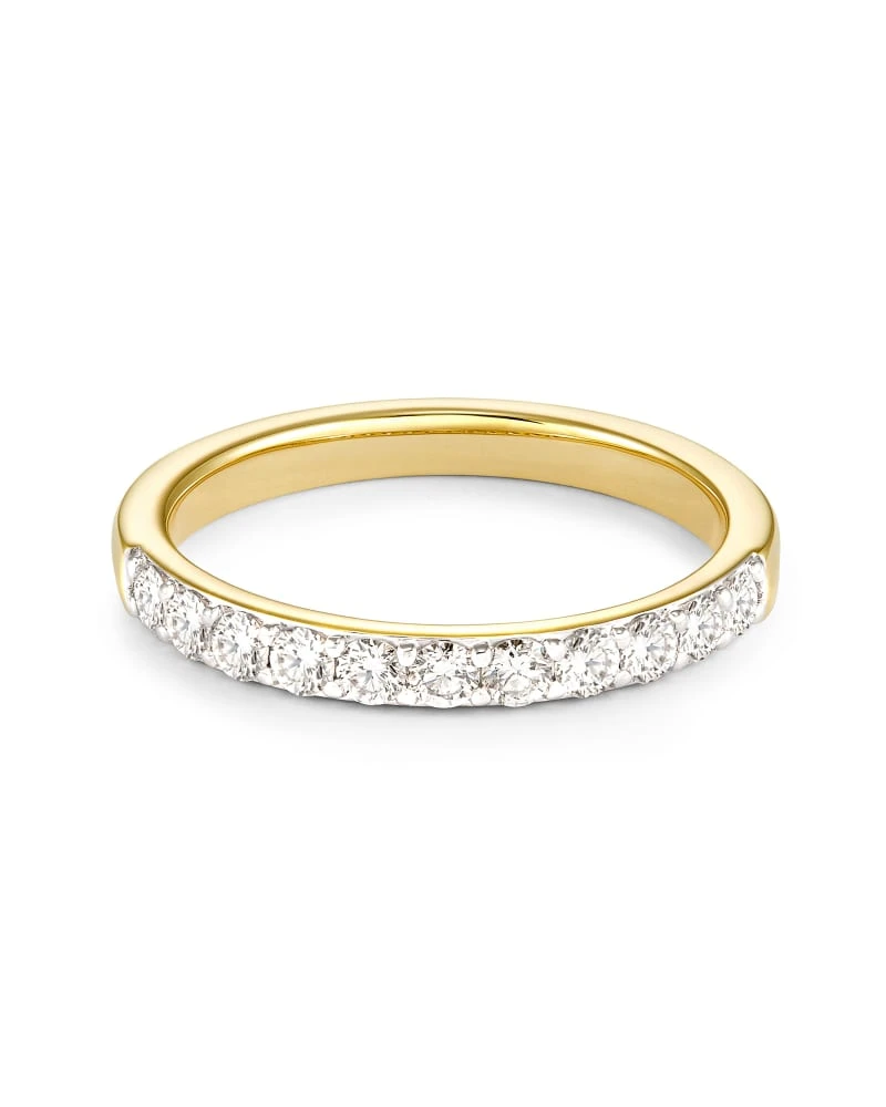 Raleigh 14k Yellow Gold Band Ring In White Diamond 3 Raleigh 14k Yellow Gold Band Ring In White Diamond