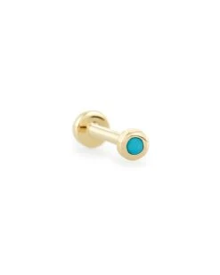 Reeve Mini 14K Yellow Gold Single Stud Earring In Turquoise