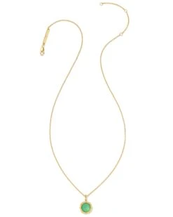 Sage 18k Gold Vermeil Pendant Necklace In Chrysoprase -Kendra Scott kendra scott sage pendant necklace 18k gold vermeil chrysoprase 01