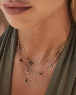 Shannon 14k Yellow Gold Collar Necklace In Black Diamond -Kendra Scott kendra scott shannon strand necklace 14k yellow gold black diamond 5