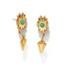 Shiva Vintage Gold Ear Jacket Earrings In Teal Howlite -Kendra Scott kendra scott shiva ear jacket earrings vintage gold teal howlite 00