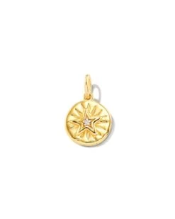 Shooting Star 18k Yellow Gold Vermeil Charm In White Sapphire