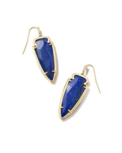 Skylar Vintage Gold Drop Earrings In Blue Lapis