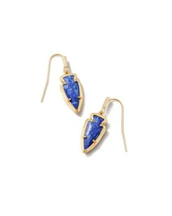 Skylar Vintage Gold Small Drop Earrings In Blue Lapis