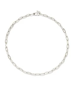 Small Paperclip Chain Anklet In Sterling Silver