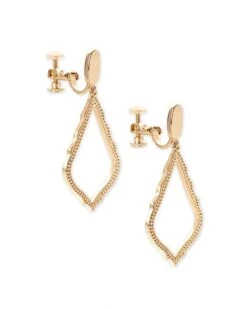 Sophia Clip On Drop Earrings In Gold -Kendra Scott kendra scott sophia earring gold na 01 lg