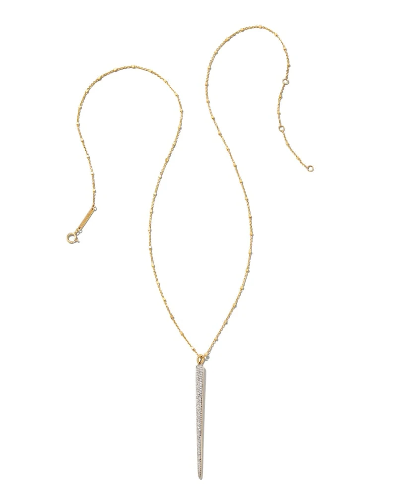Spike 14k Yellow Gold Statement Necklace In White Diamond 3 Spike 14k Yellow Gold Statement Necklace In White Diamond