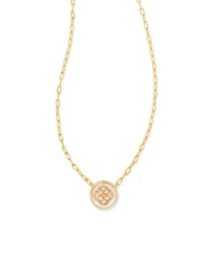 Stamped Dira Gold Pendant Necklace In Ivory Mother-Of-Pearl