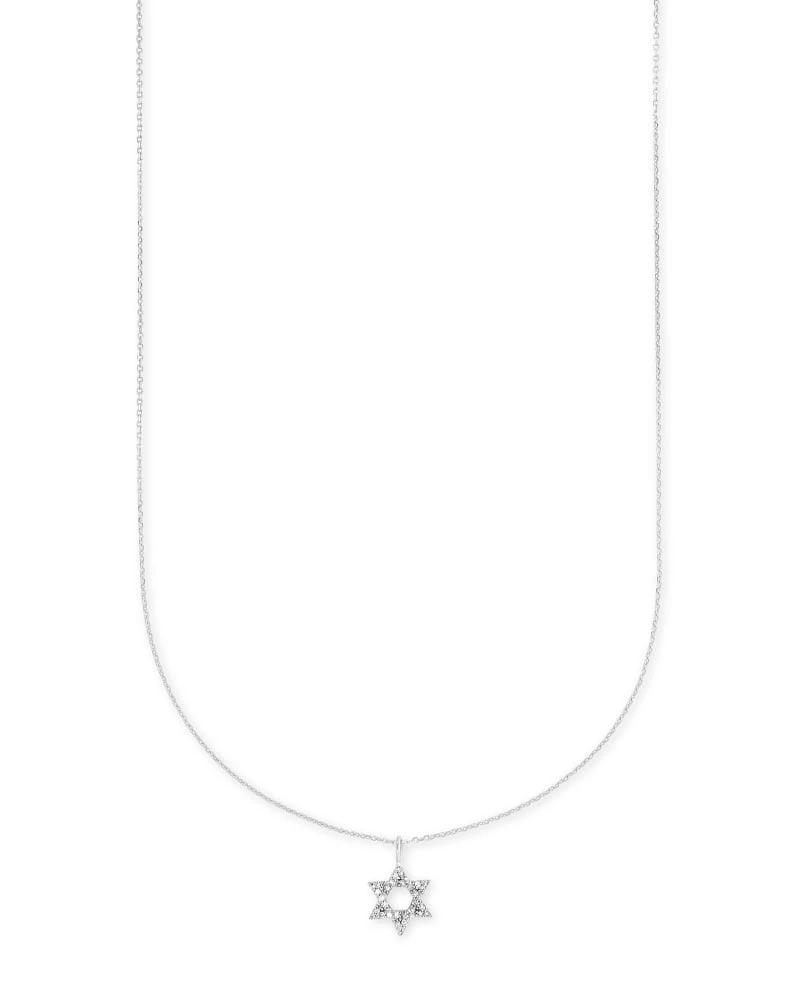 Star Of David 14k White Gold Pendant Necklace In White Diamonds 3 Star Of David 14k White Gold Pendant Necklace In White Diamonds