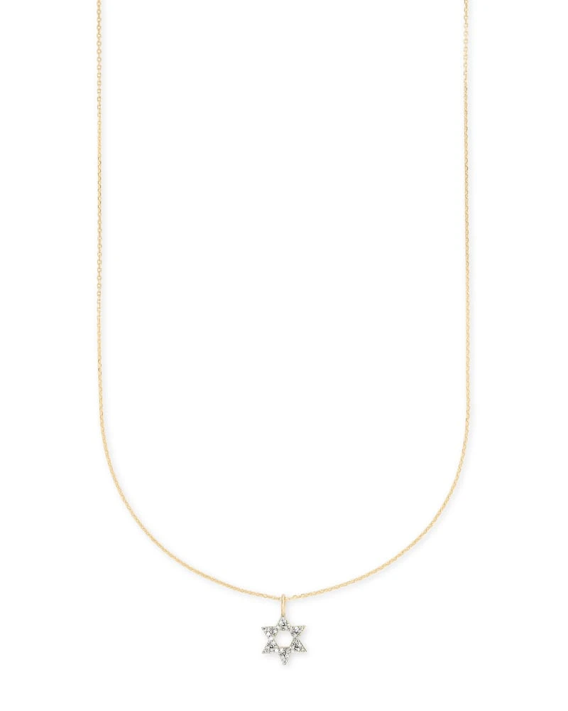 Star Of David 14k Yellow Gold Pendant Necklace In White Diamonds 3 Star Of David 14k Yellow Gold Pendant Necklace In White Diamonds