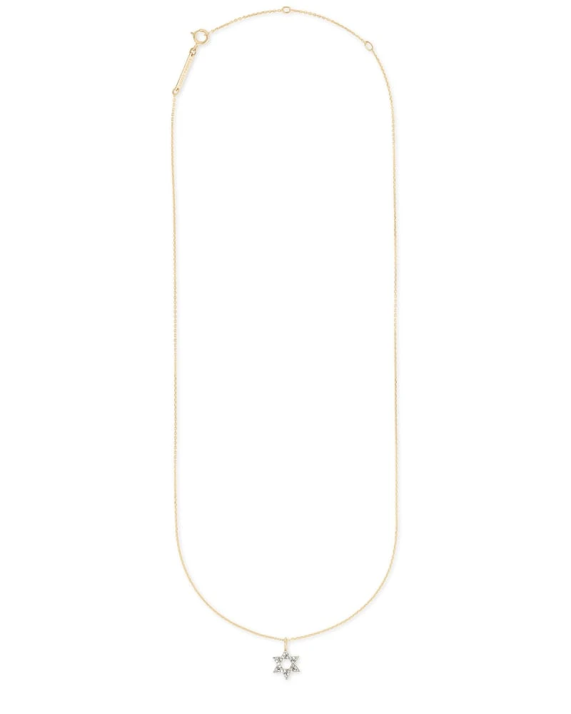 Star Of David 14k Yellow Gold Pendant Necklace In White Diamonds 5 Star Of David 14k Yellow Gold Pendant Necklace In White Diamonds - Image 3
